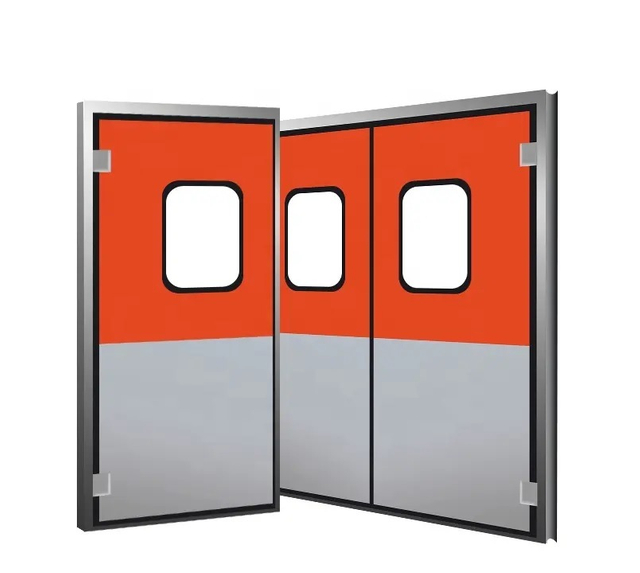 Supermarket Warehouse Use Double Swing Impact Door Steel Traffic Door