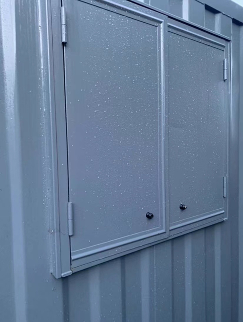 Latest Hot Selling Customized Steel Double Leaf Swing Door Window Shutter for High Cube Expandable Prefab Shipping Container House