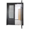 Dual Pane Tempered Glass Window Double Flat Swing Steel Door