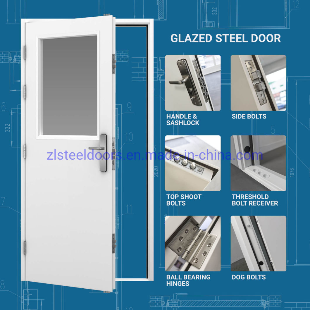 2023 Modern Style High Security Glazed Steel Doors Commerical Doors China Manufacturer