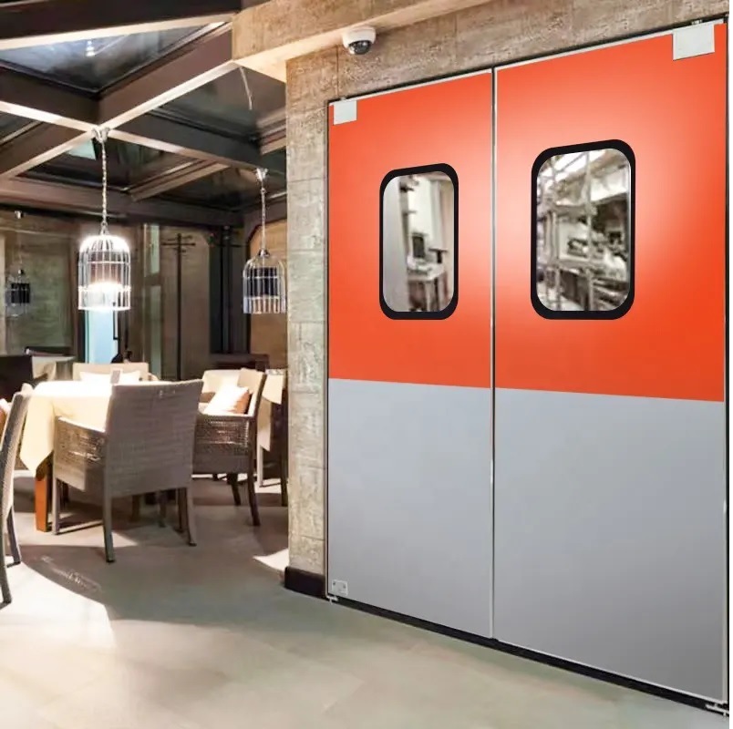 Automatic Closing Steel Double Leaf Restaurant Kitchen Traffic Swing Doors