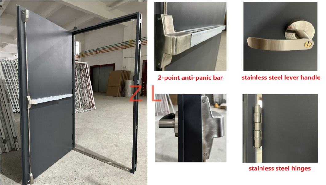 Bigger Frame Steel Fire Rated Door Panic Push Bar Emergency Single Flush Door