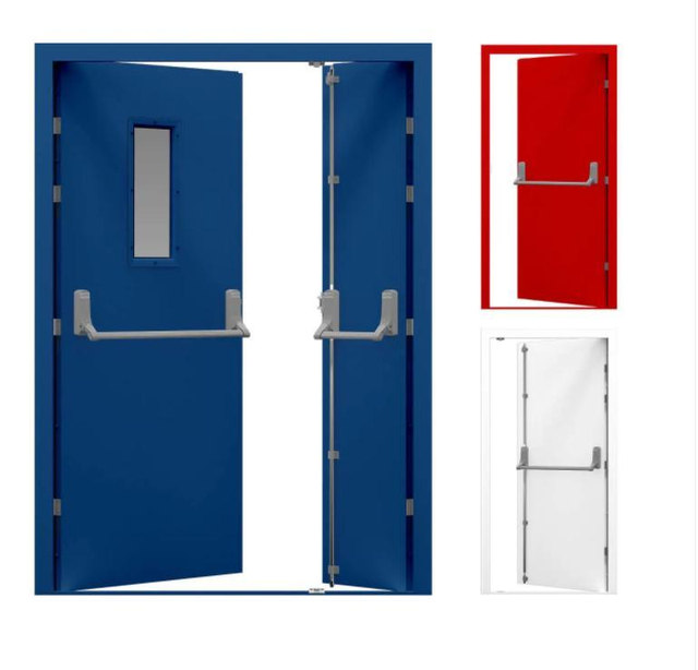 Hollow Metal Doors Exterior Fireproof 60min/90min Steel Fire Rated Door with Panic Push Bar