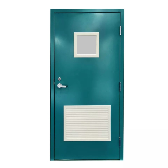 Single Leaf Fire Proof Door with Window and Louver Factory Good Price Louvered Steel Door