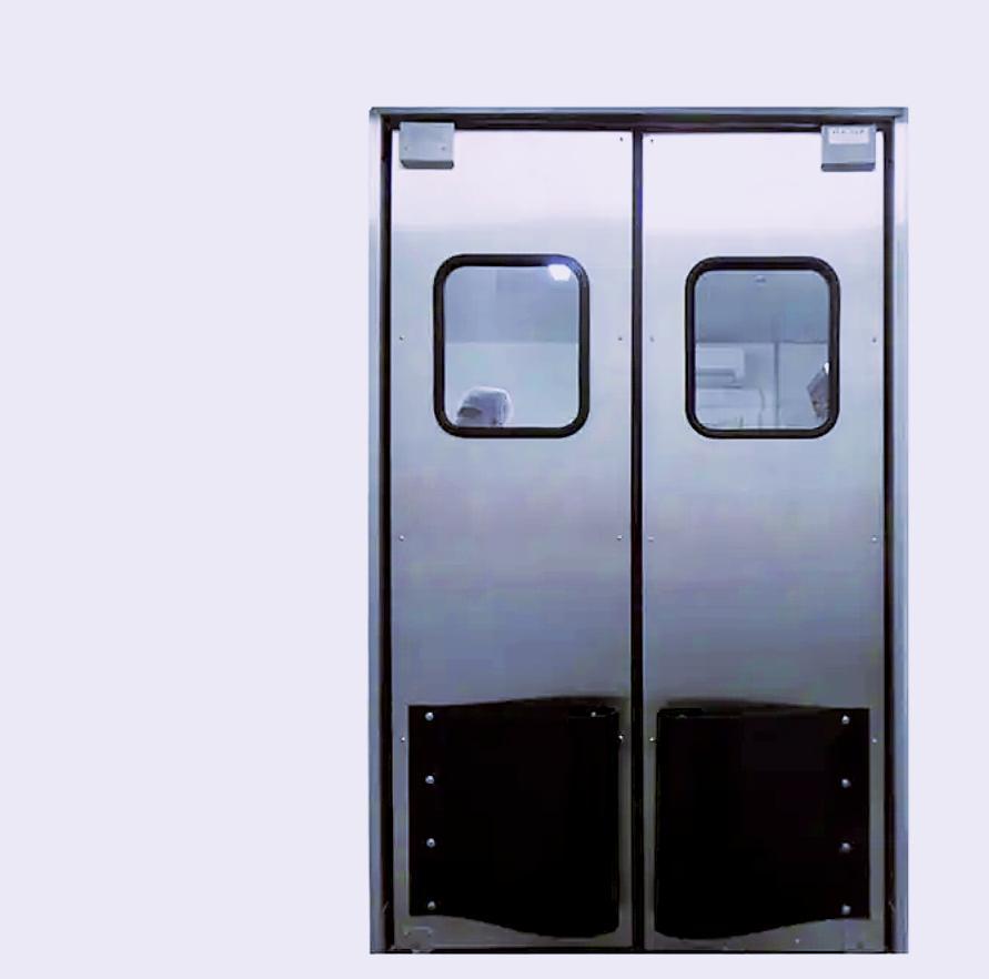 Single Aluminum Swinging Traffic Door with Window Opening Panel