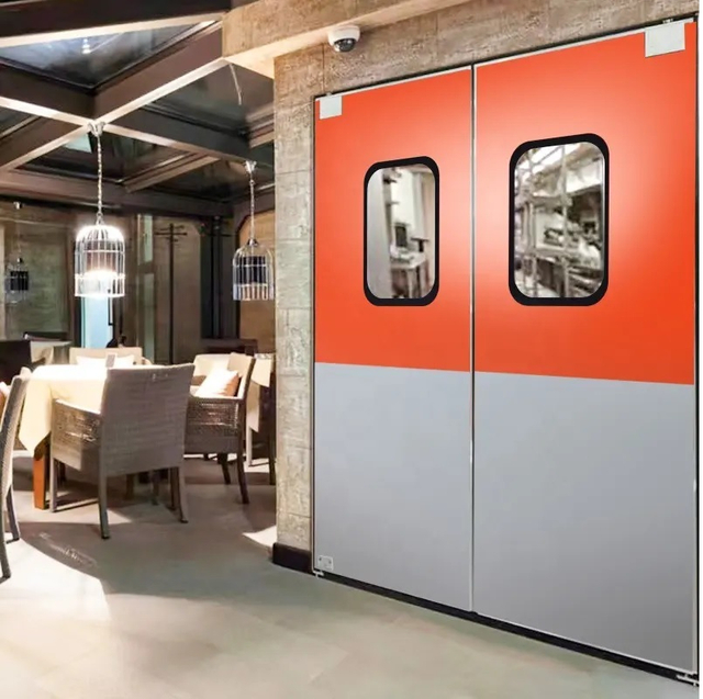 Automatic Closing Steel Double Leaf Restaurant Kitchen Traffic Swing Doors