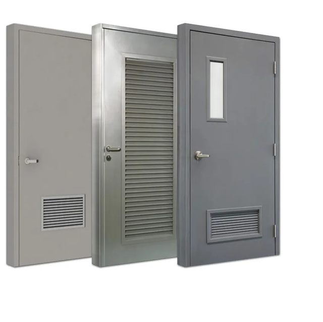 Interior 1.5h Fire Rated Escape Flush Door Single Leaf Metal Steel Material Fireproof Door Sample Customization