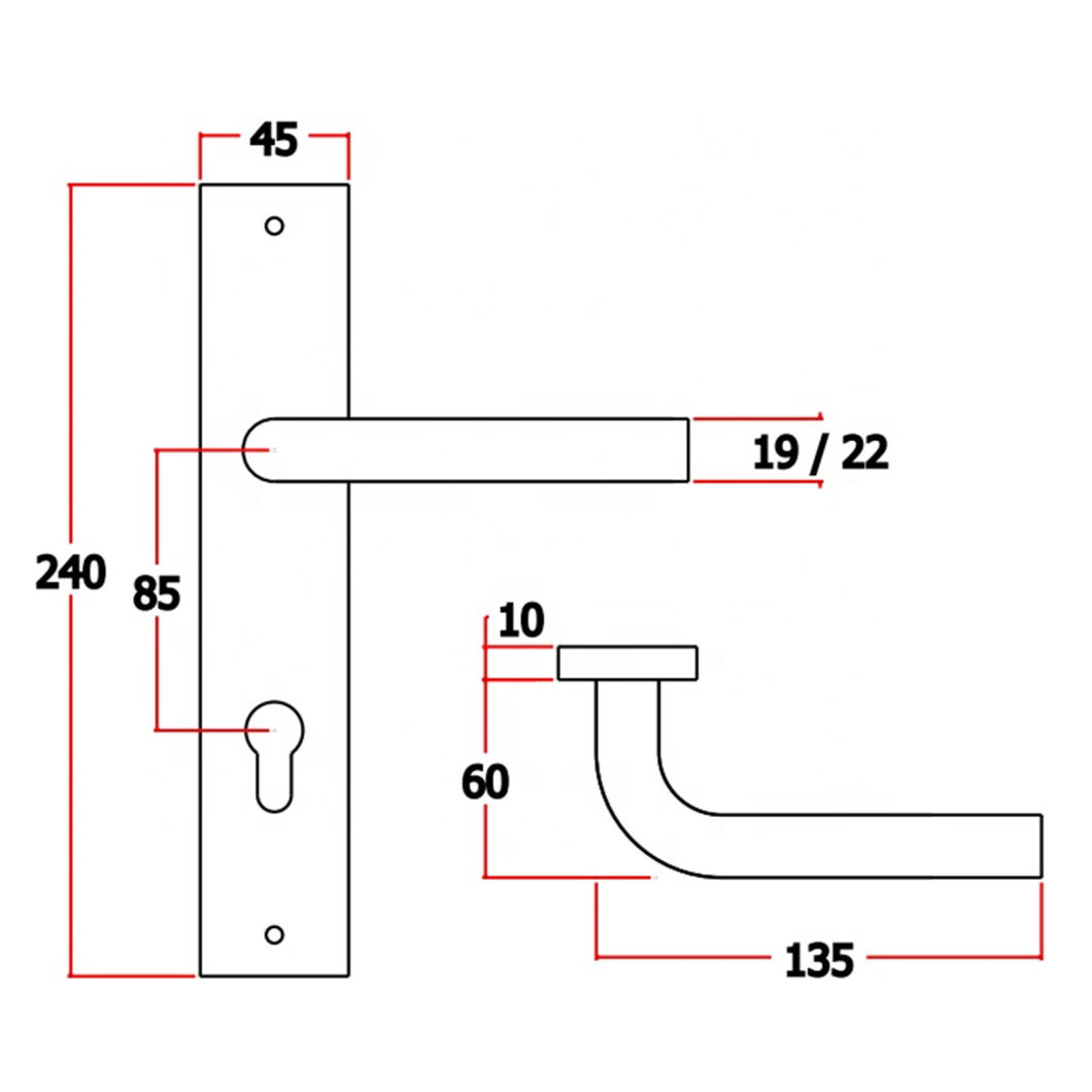 Lever Stainless Steel Container Door Handles Hardware