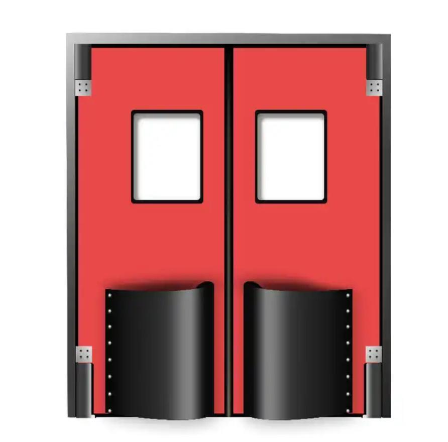 Single Aluminum Swinging Traffic Door with Window Opening Panel