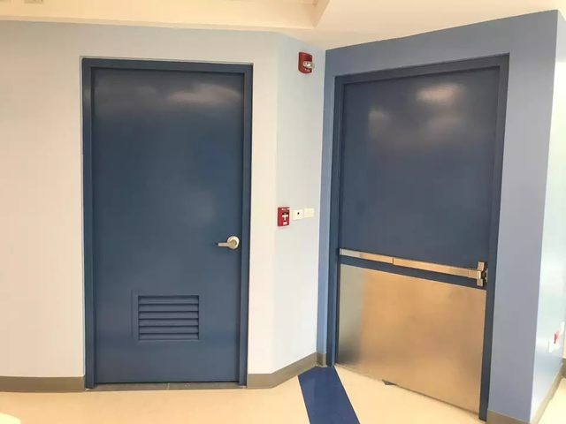 Standard 3 Hours Fire Rated Powder Coating Galvanized Steel Door for Hospital with Louver