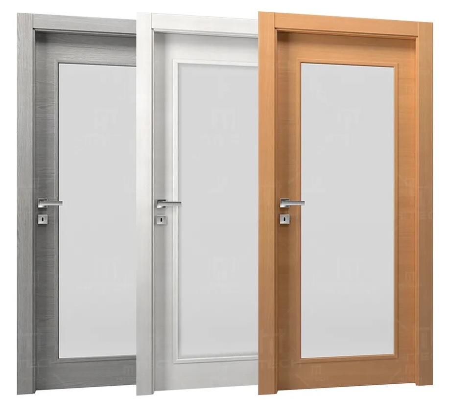 Interior Doors with Glass White Simple Door Soundproof Door for Hotel Bedroom