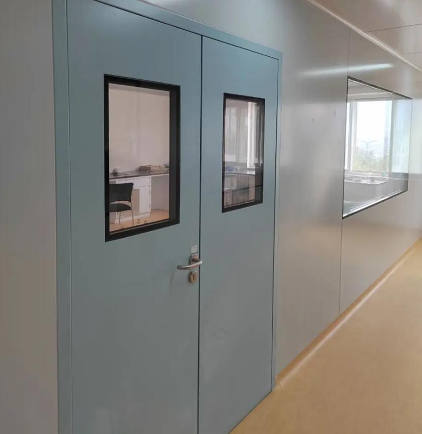 Green Color Cheap Price Factory Double Open Swing Fast Door Clean Room Door