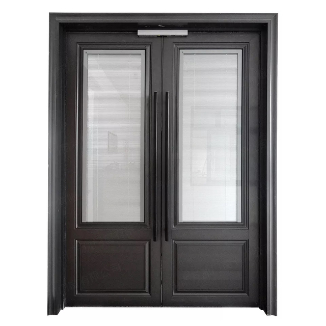 Factory Popular Commercial Office Exterior Front Door Stainless Steel Glass Door French Door