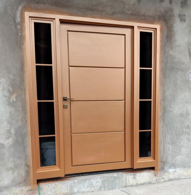 Modern and Contempory Stainless Steel Security Door with Side Lite Window