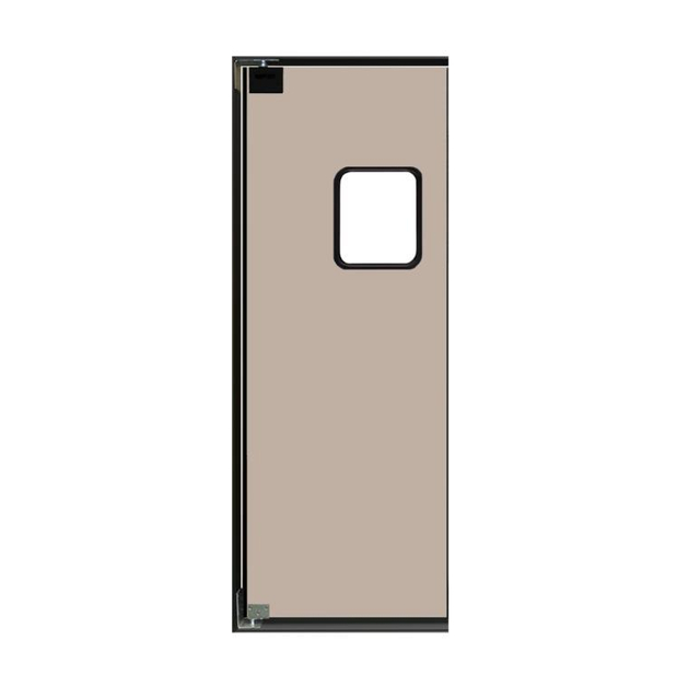 Interior Single Leaf Stainless Steel Glass Window Restaurant Supermarket Compact Swing Traffic Door Kitchen Door for Commercial