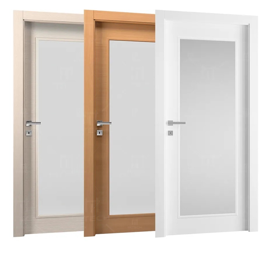 Interior Doors with Glass White Simple Door Soundproof Door for Hotel Bedroom