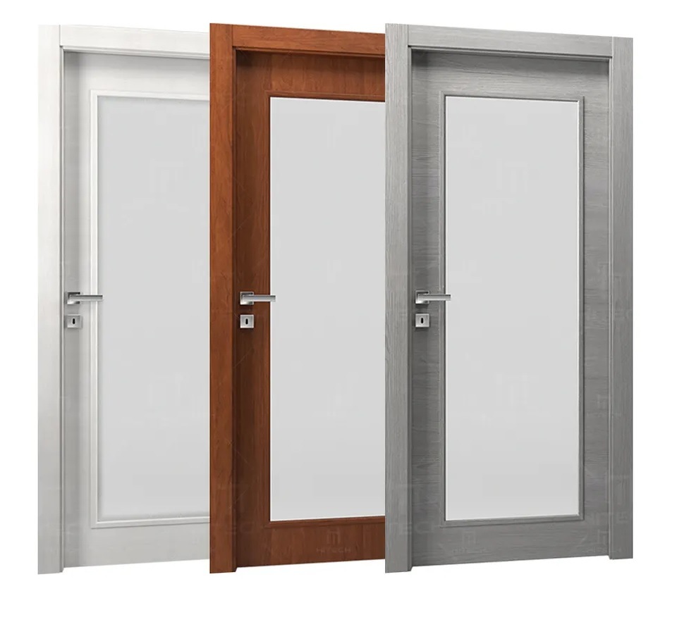 Interior Doors with Glass White Simple Door Soundproof Door for Hotel Bedroom
