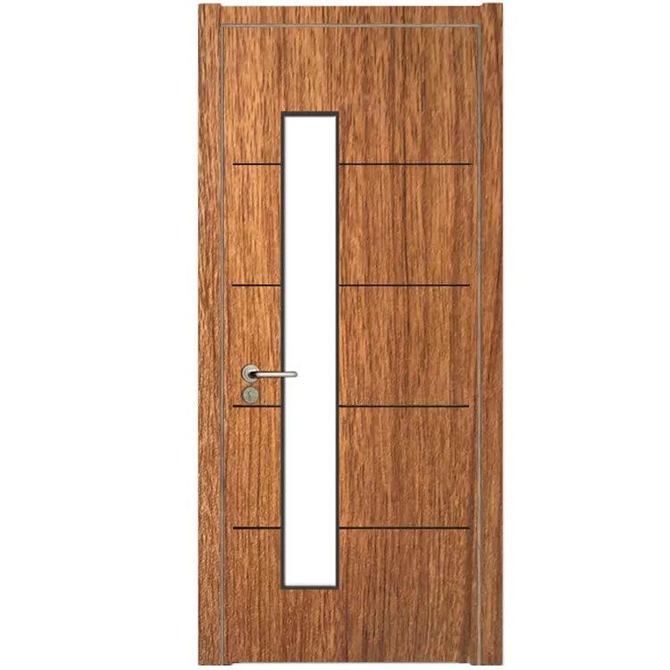 Wholesale Price Glass Window Wood Look Flush Design Interior Hospital Room Door