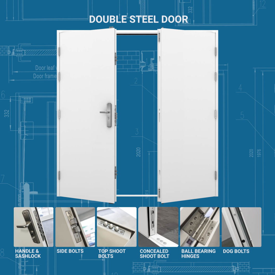 High Security Steel Double Door with All Accessories