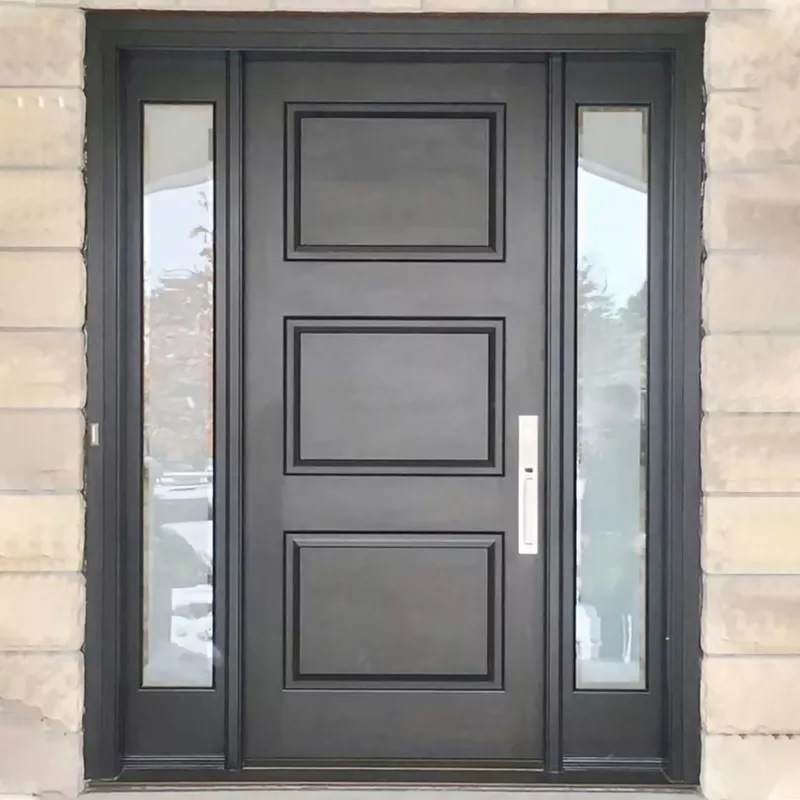 European Modern Style Glass Inserted Steel Security Door Exterior Front Main Entry Door for House