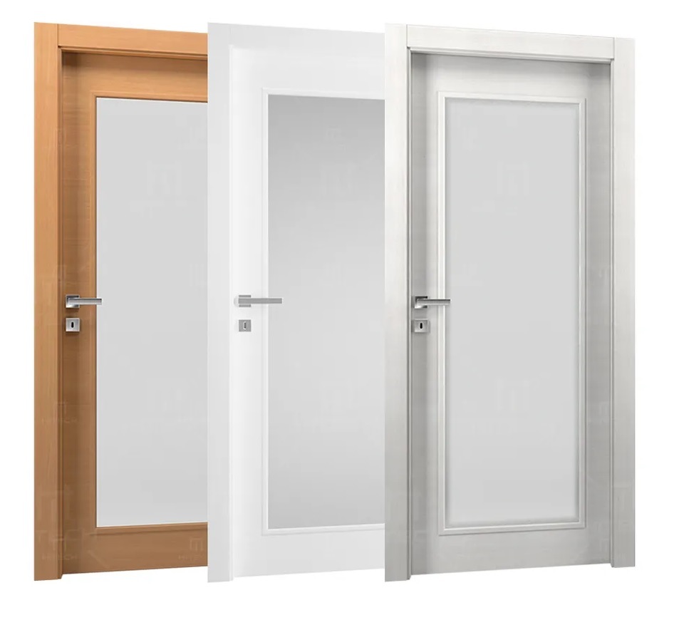 Interior Doors with Glass White Simple Door Soundproof Door for Hotel Bedroom