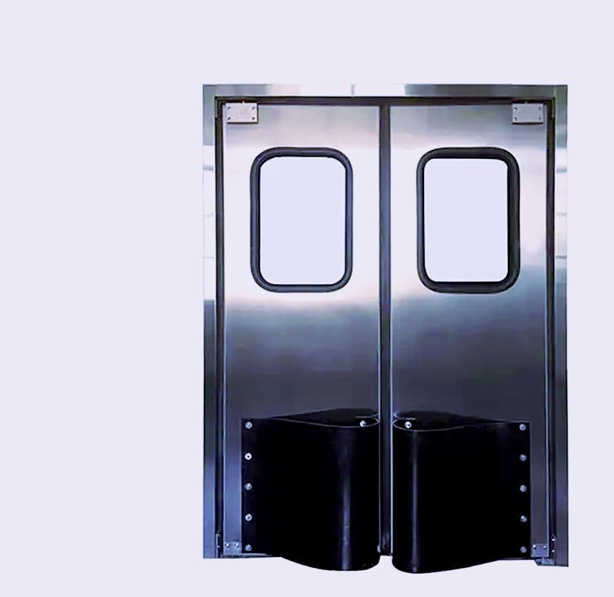 Single Aluminum Swinging Traffic Door with Window Opening Panel