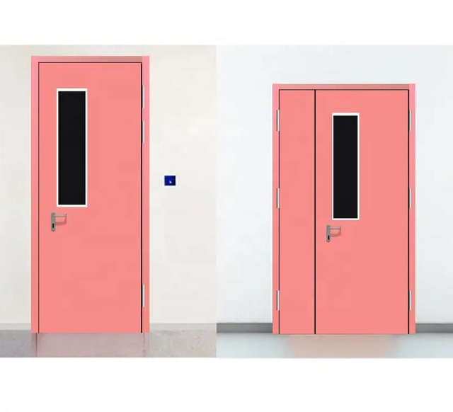 Zl 2023 New Arrival Pink Blue Steel Fire Resistant HPL Hospital Door for Project Reliable Cleanroom Hinged Doors