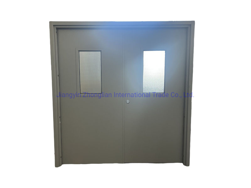 Custom Made Double Steel Fire Door with Glazing Escape Lock