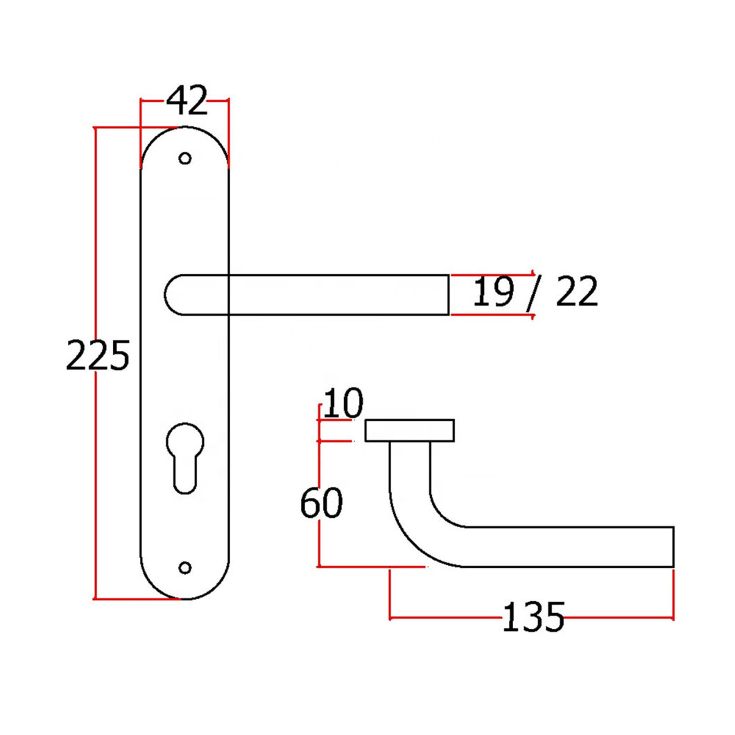 Lever Stainless Steel Container Door Handles Hardware