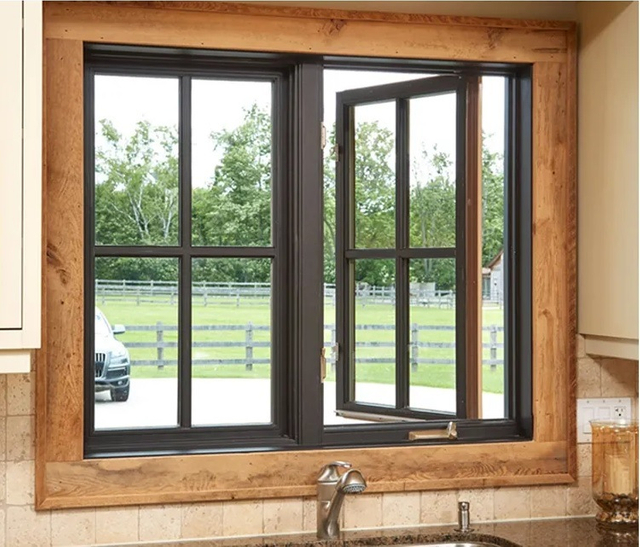 American Modern Black Grills Design French Style Steelwindows Thermal Break Open out Casement Window