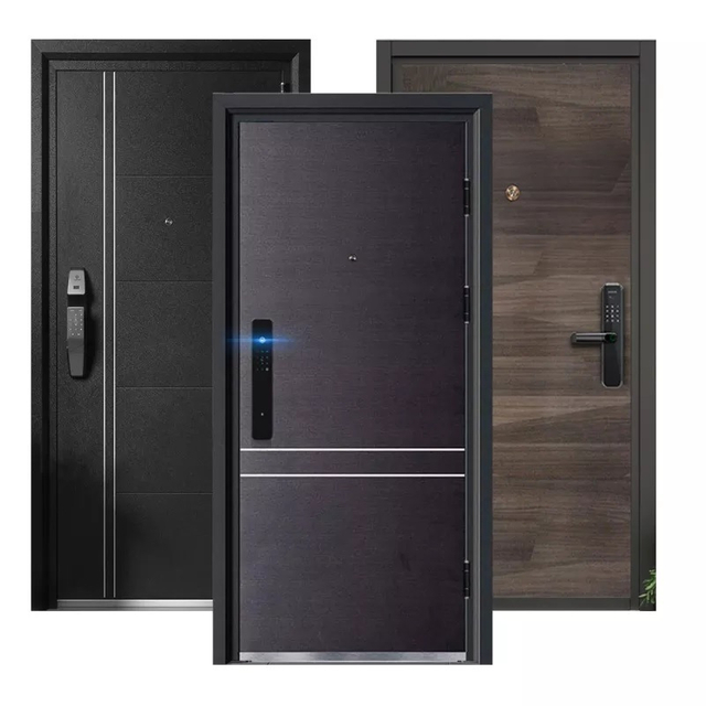 Factory Wholesale Anti Theft Security Entrance Steel Door Safety Exterior Entrance Metal Steel Door