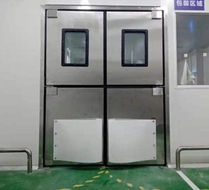 Single Aluminum Swinging Traffic Door with Window Opening Panel
