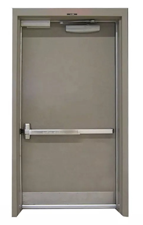 Push Bar Single Leaf Security Fireproof Exit Metal Door Hotel School Hospital Building Factory Gate Prices