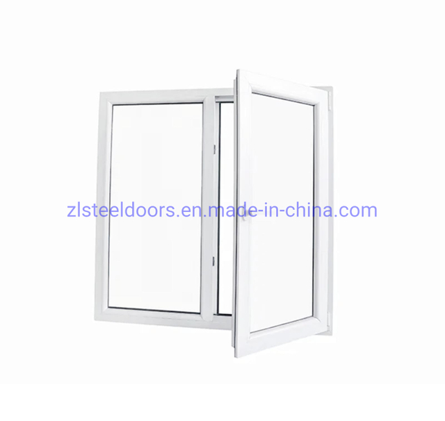 White UPVC PVC Double Panel Casement Opening French Windows with Modern Design for House