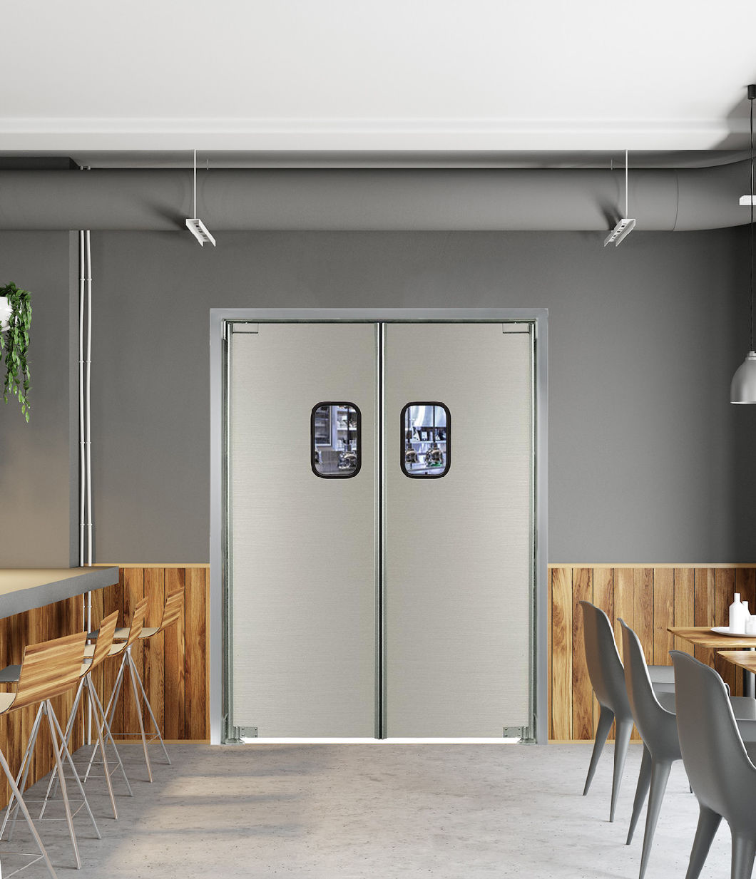 Restaurant Door Food Industry Swing Stainless Traffic Kitchen Doors