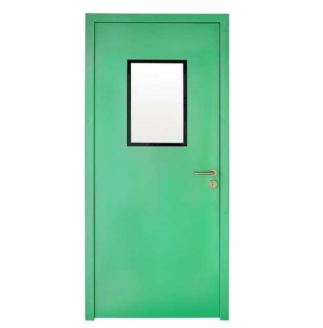Galvanized Steel Powder Coated Clean Room Double Swing Steel Door Hospital Metal Door