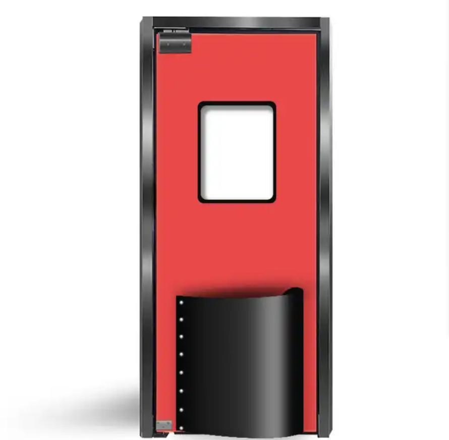 Single Aluminum Swinging Traffic Door with Window Opening Panel