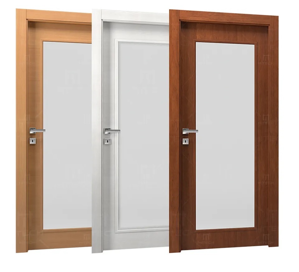 Interior Doors with Glass White Simple Door Soundproof Door for Hotel Bedroom