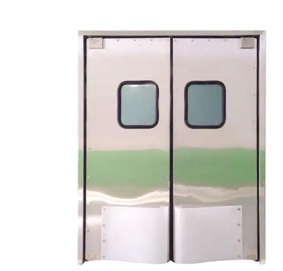 Single Aluminum Swinging Traffic Door with Window Opening Panel