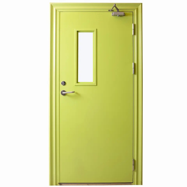 2100*1000mm CE Factory Sell Hollow Metal Fire Proof Steel Door with Glass Vision