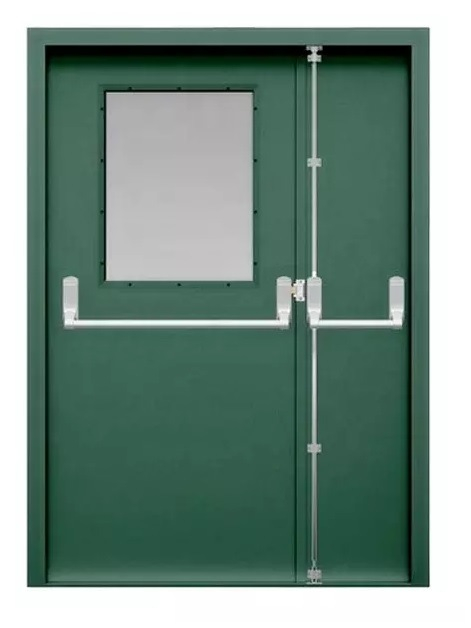 Fire Fighting Access Metal Double Leaf Custom 30/60/90 Minutes Fire Proof Door with Push Bar