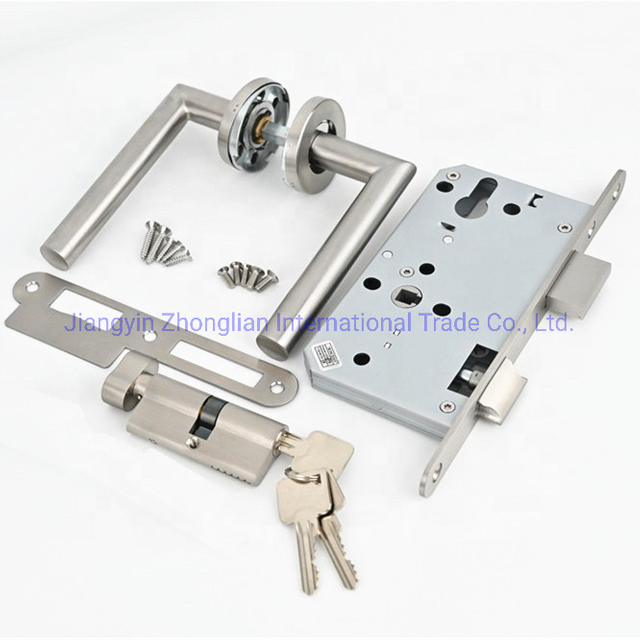 High Quality Ss Key Cylinder Bathroom Escutcheon Stainless Steel Lever Lock Mechanic Door Handle